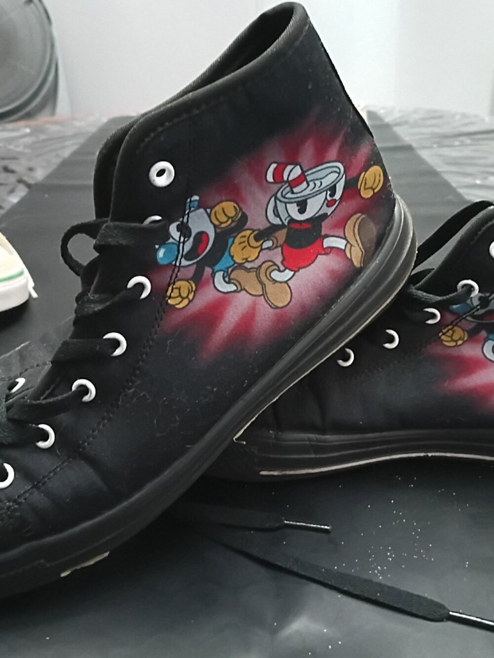 Custom high top cup head sneakers